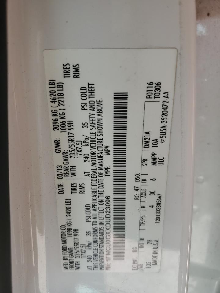 2013 Ford Escape Se VIN: 1FMCU0GXXDUD23096 Lot: 57702724