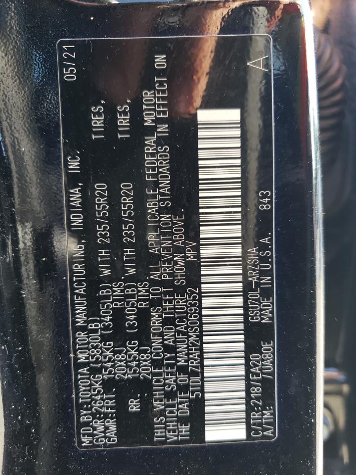 2021 Toyota Highlander Xse VIN: 5TDLZRAH2MS069352 Lot: 58116744