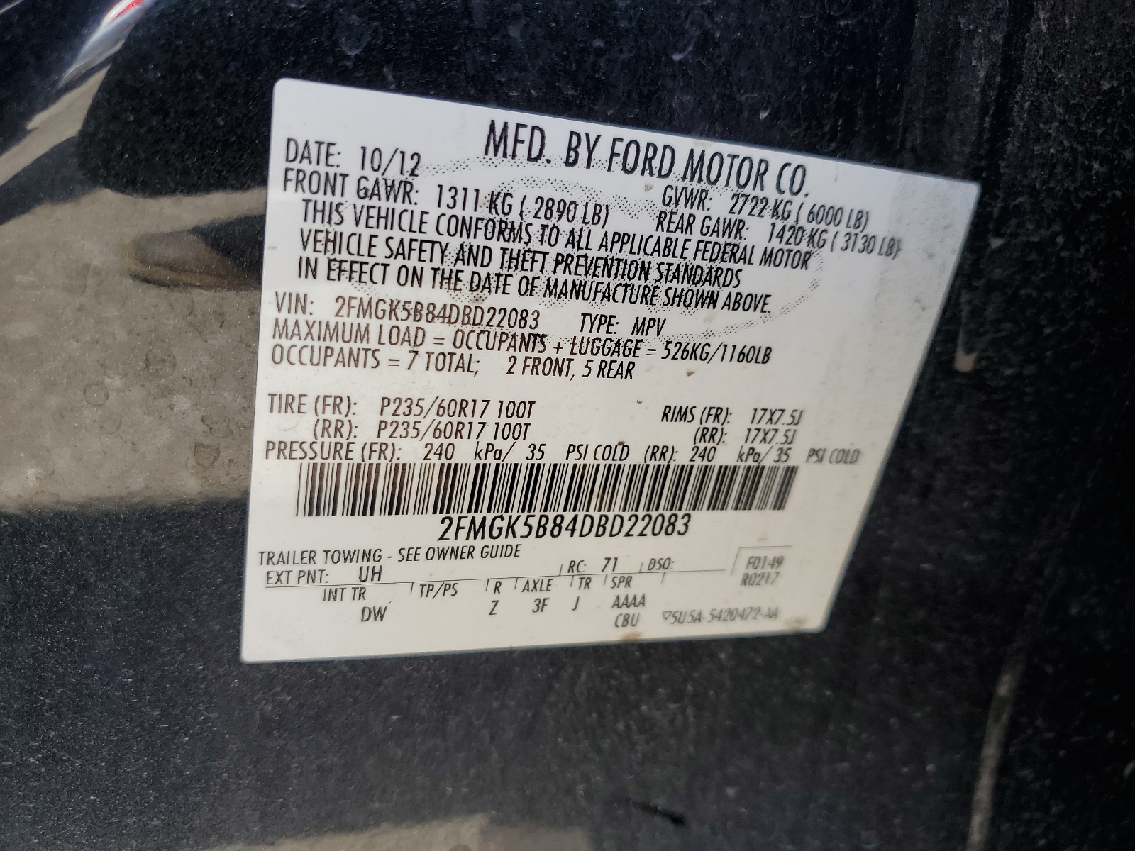 2FMGK5B84DBD22083 2013 Ford Flex Se