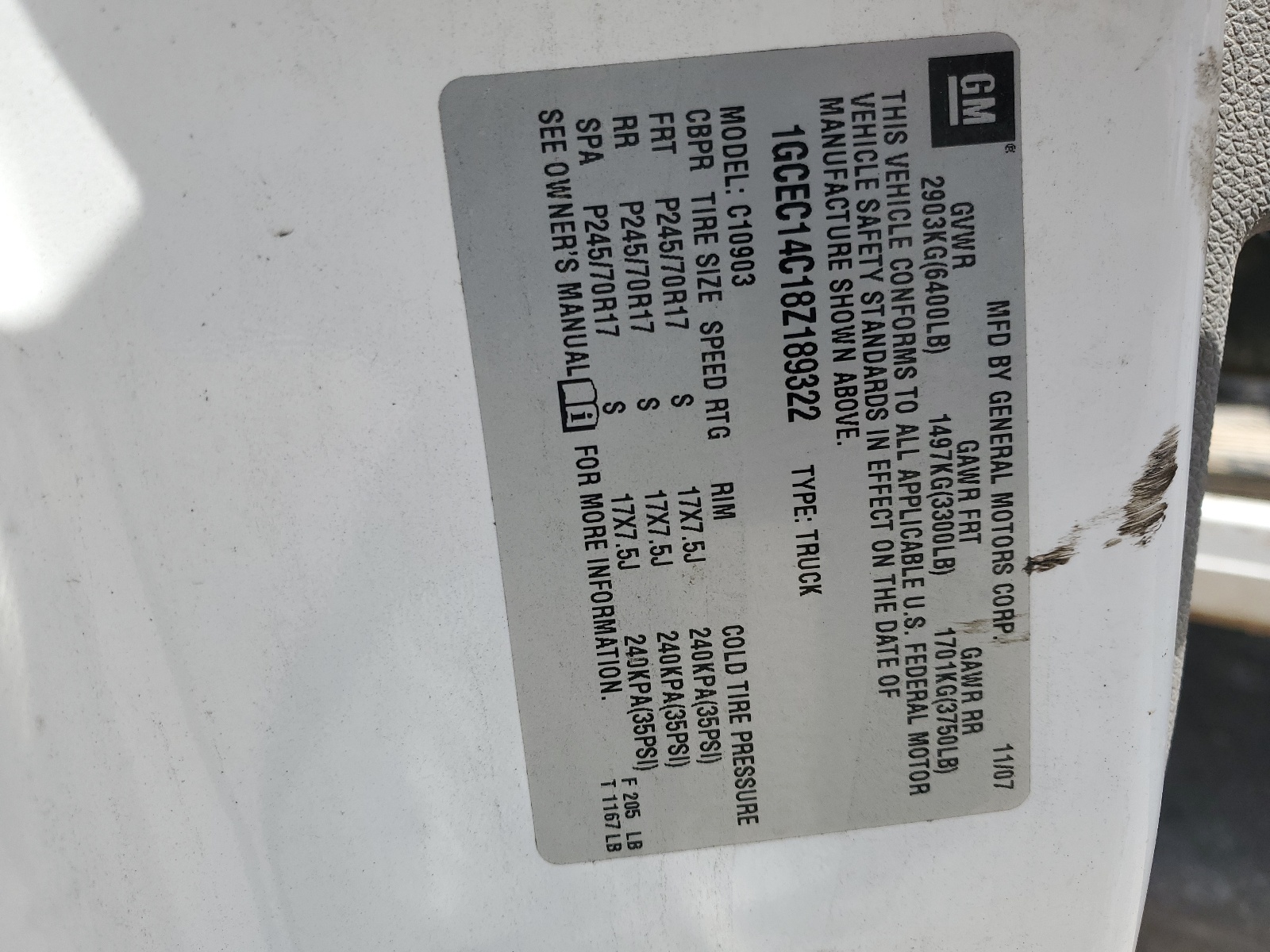 1GCEC14C18Z189322 2008 Chevrolet Silverado C1500