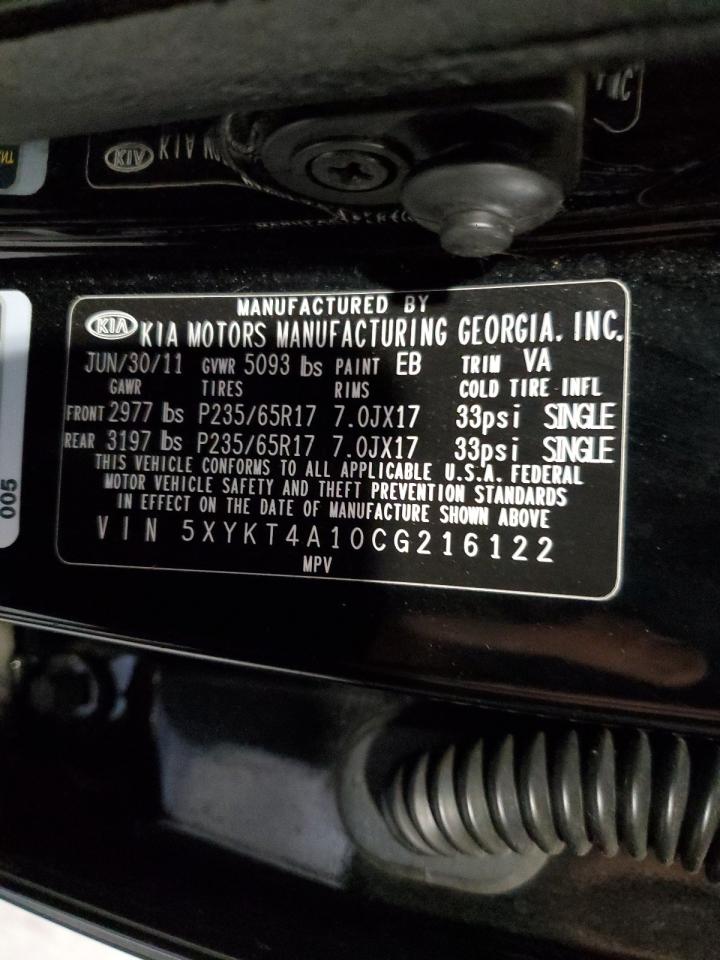 2012 Kia Sorento Base VIN: 5XYKT4A10CG216122 Lot: 60431134