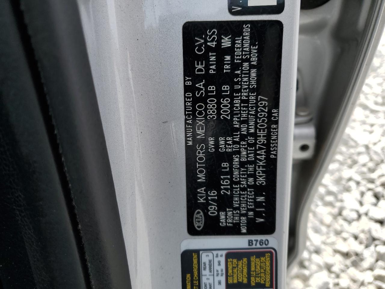 2017 Kia Forte Lx VIN: 3KPFK4A79HE059297 Lot: 59079814