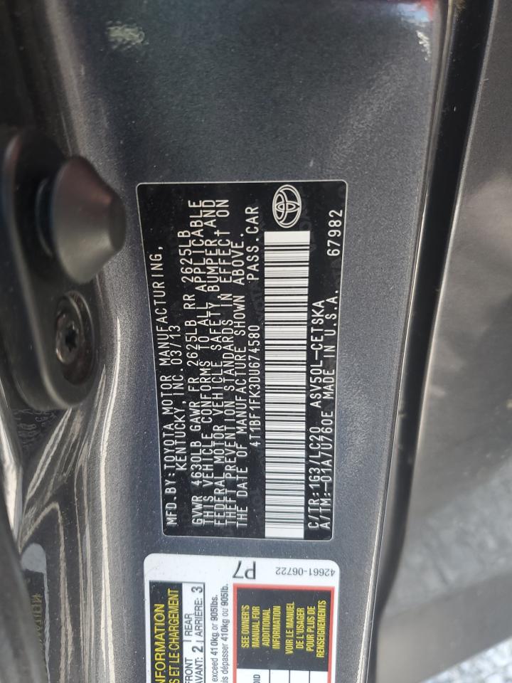 4T1BF1FK3DU674580 2013 Toyota Camry L