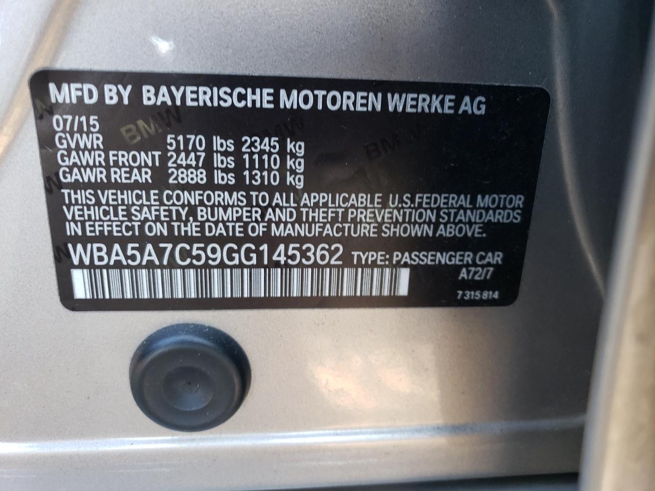 WBA5A7C59GG145362 2016 BMW 528 Xi