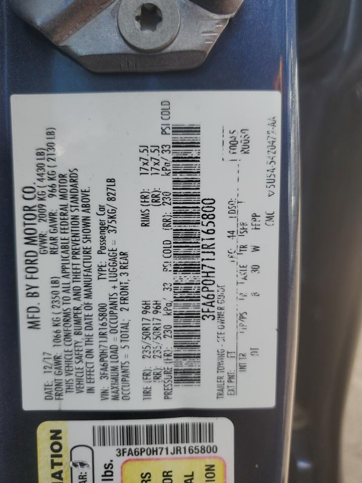 3FA6P0H71JR165800 2018 Ford Fusion Se