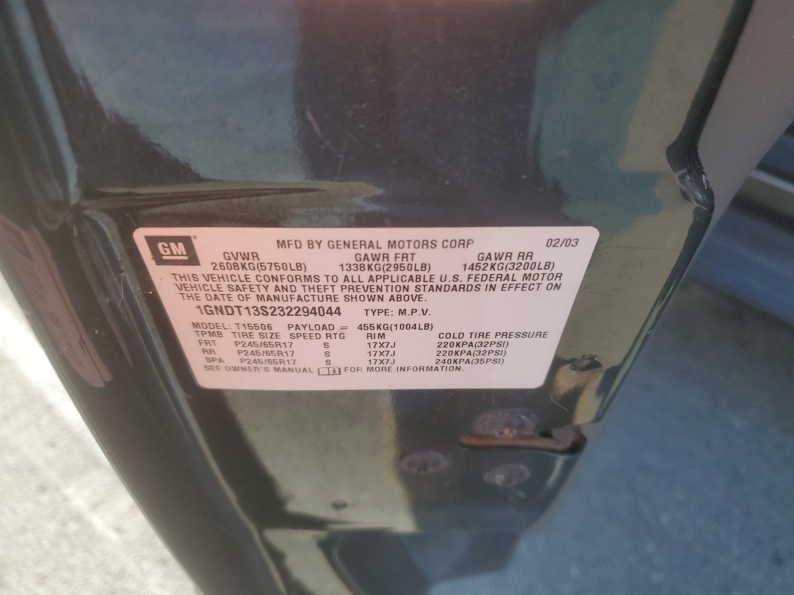 1GNDT13S232294044 2003 Chevrolet Trailblazer