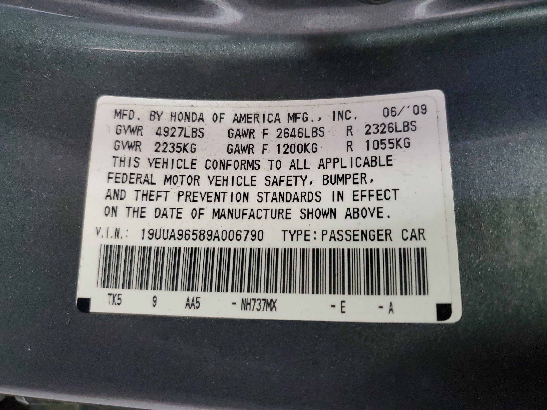 19UUA96589A006790 2009 Acura Tl