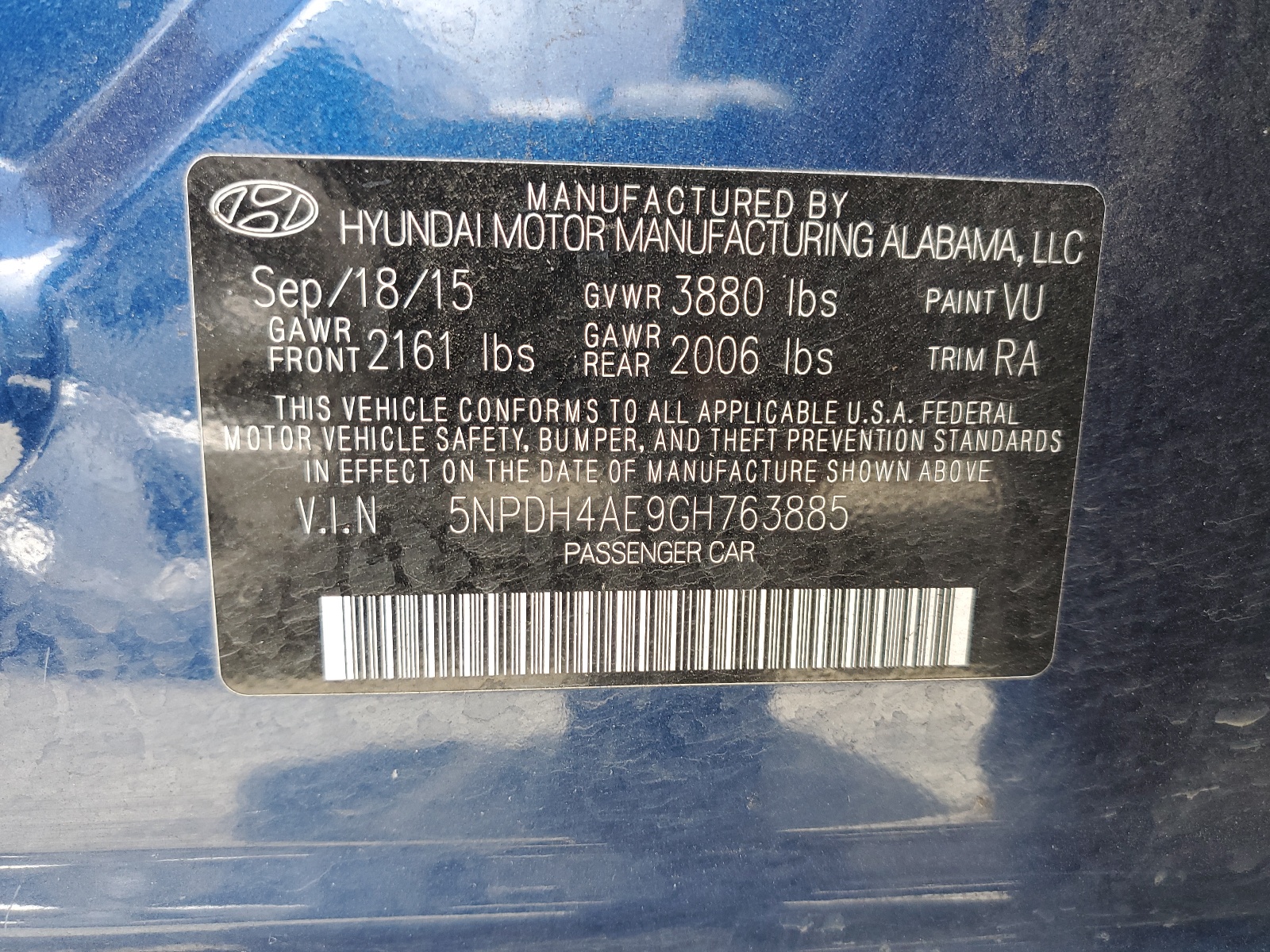 5NPDH4AE9GH763885 2016 Hyundai Elantra Se