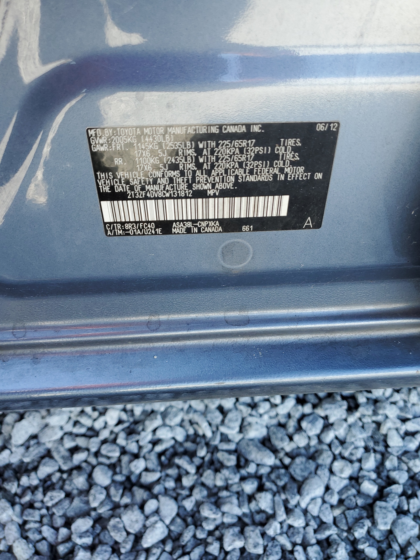 2T3ZF4DV8CW131812 2012 Toyota Rav4