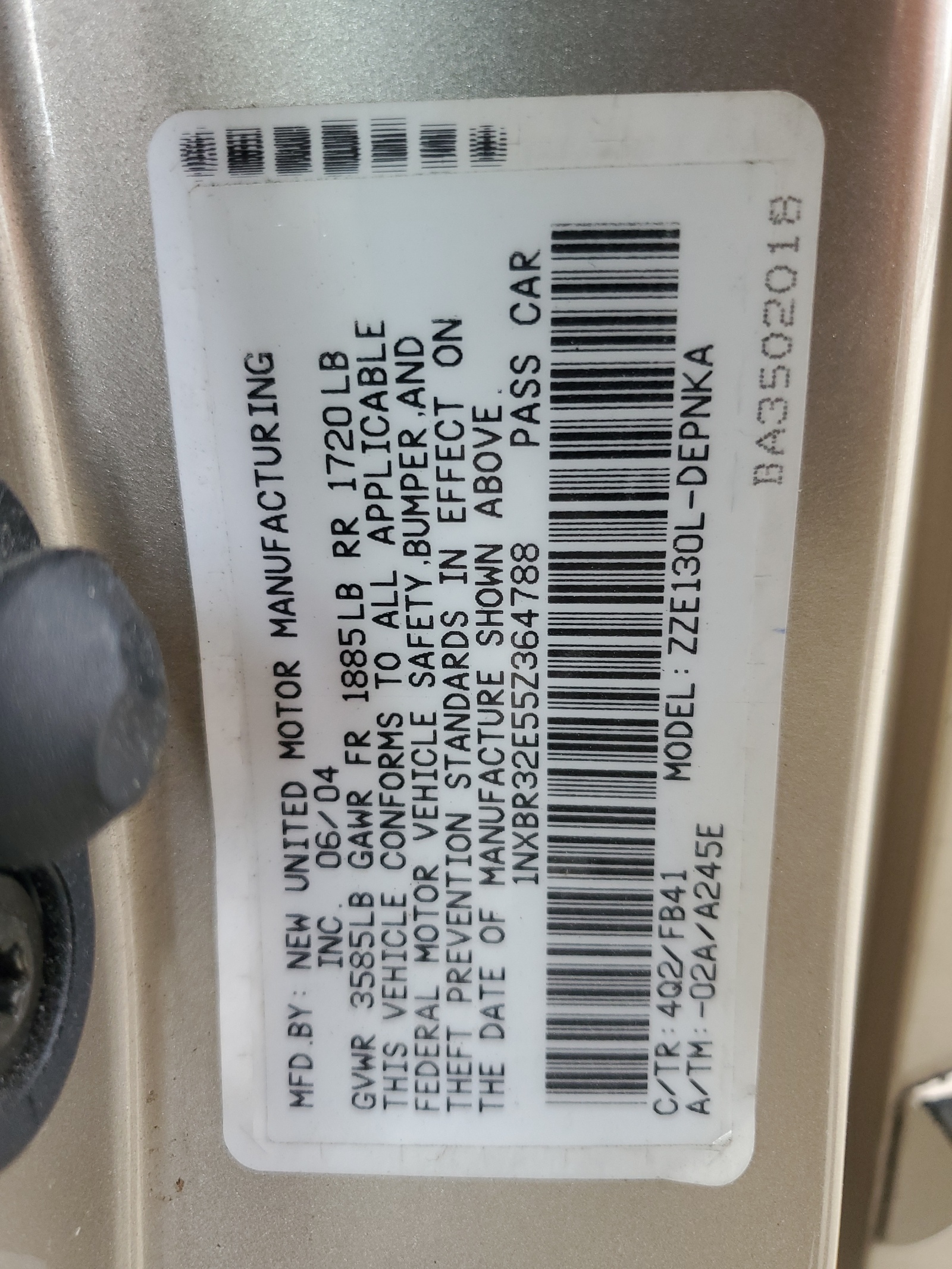 1NXBR32E55Z364788 2005 Toyota Corolla Ce