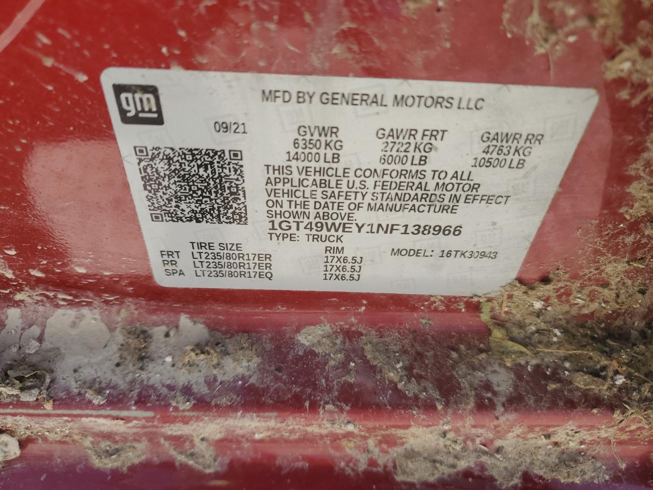 2022 GMC Sierra K3500 Denali VIN: 1GT49WEY1NF138966 Lot: 69872094