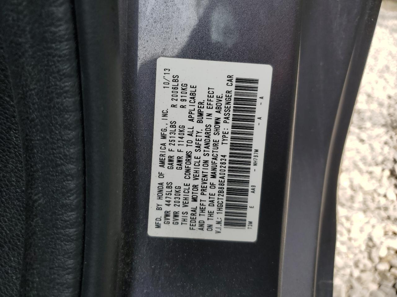 1HGCT2B88EA002634 2014 Honda Accord Exl