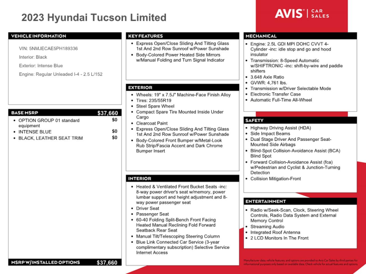 2023 Hyundai Tucson Limited VIN: 5NMJECAE5PH189336 Lot: 58085324