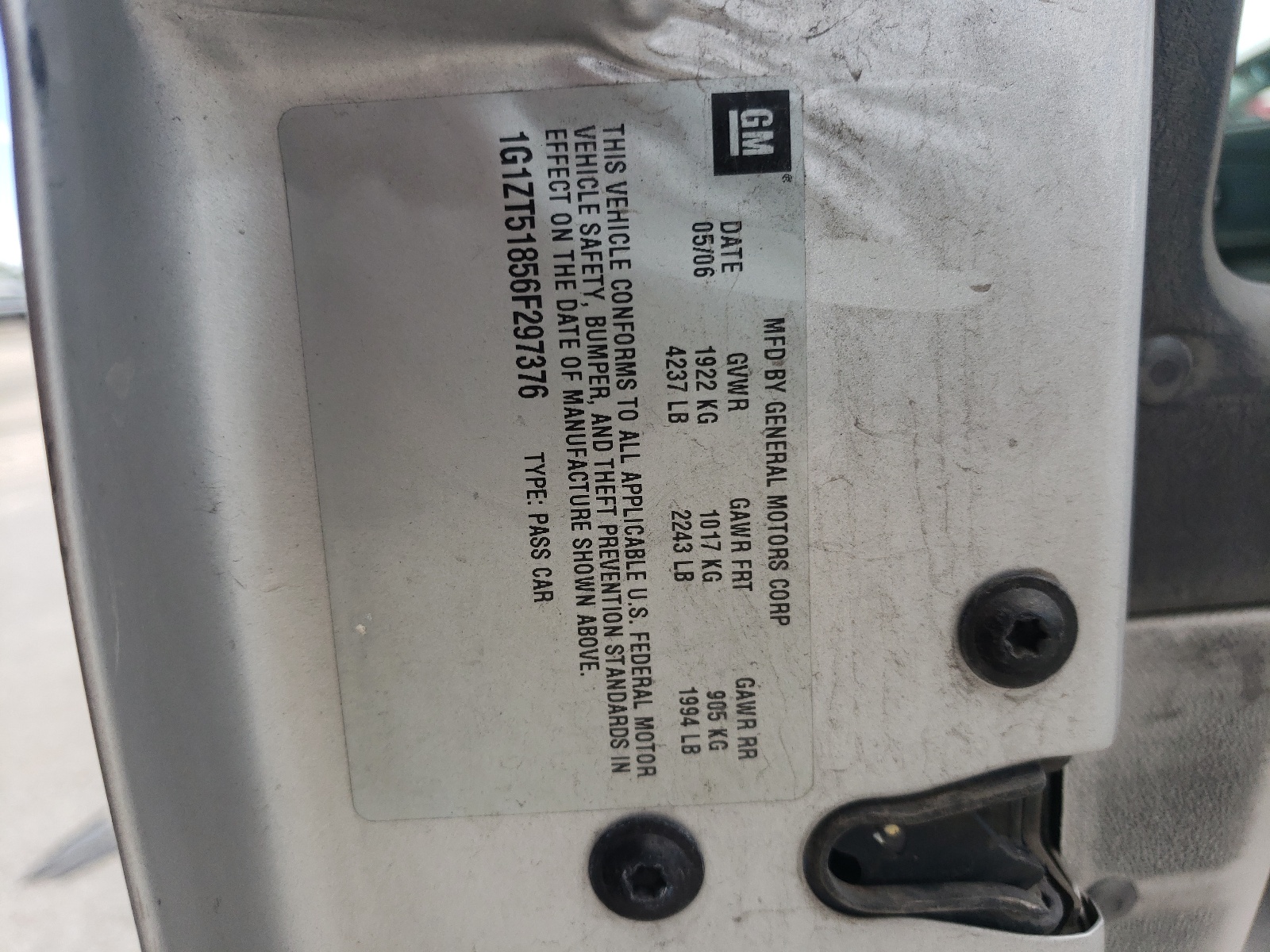 1G1ZT51856F297376 2006 Chevrolet Malibu Lt