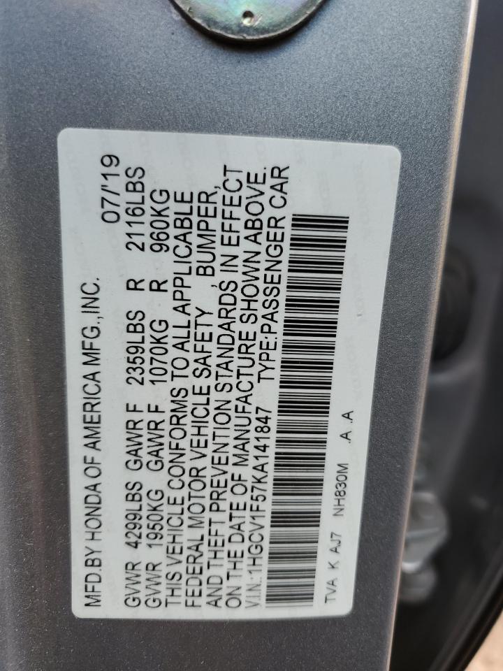 1HGCV1F57KA141847 2019 Honda Accord Exl