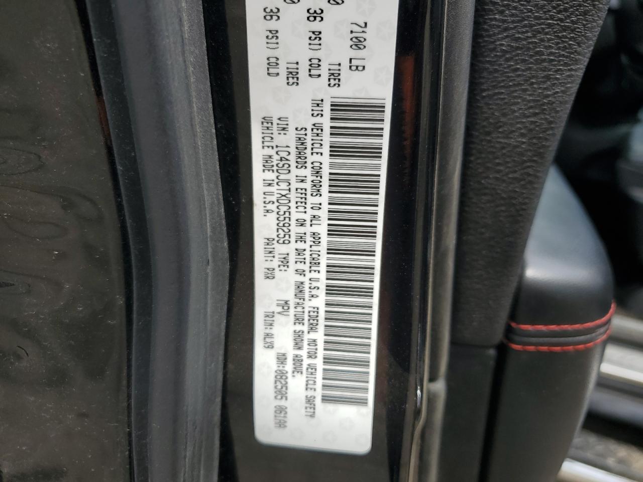 2013 Dodge Durango R/T VIN: 1C4SDJCTXDC559259 Lot: 60706854