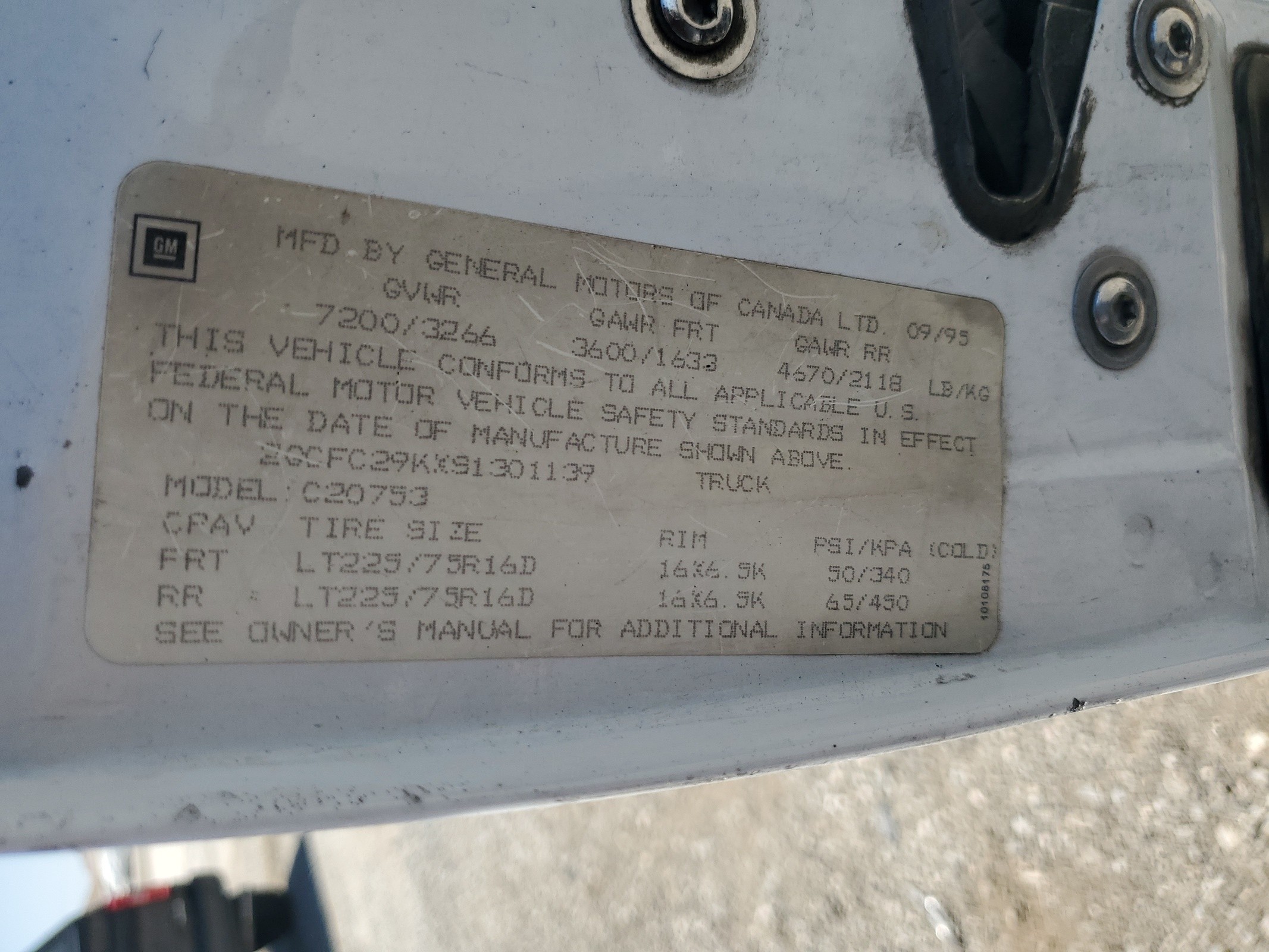 2GCFC29KXS1301139 1995 Chevrolet Gmt-400 C2500