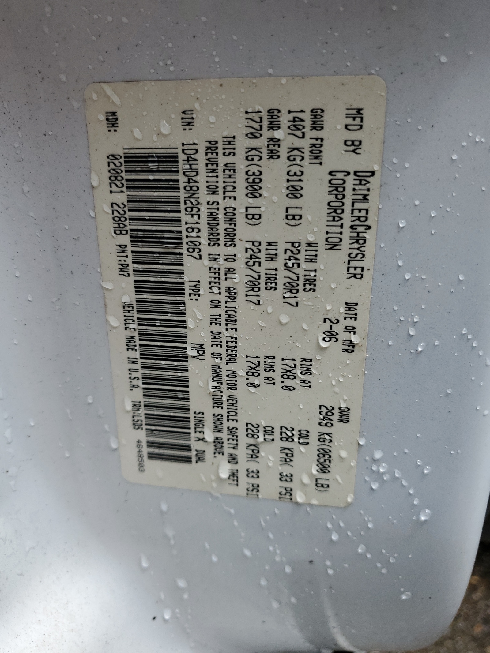 1D4HD48N26F161067 2006 Dodge Durango Slt