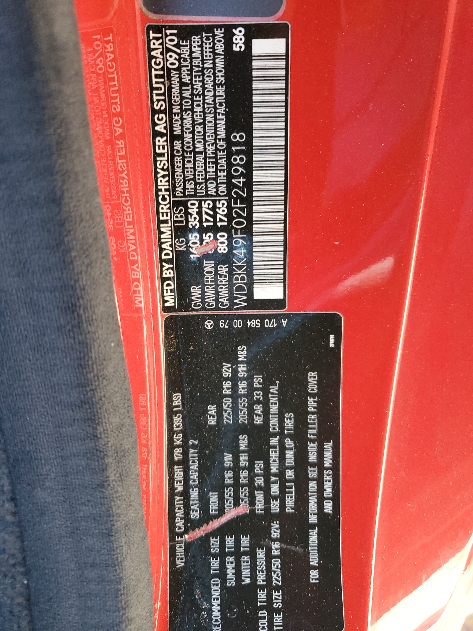 WDBKK49F02F249818 2002 Mercedes-Benz Slk 230 Kompressor