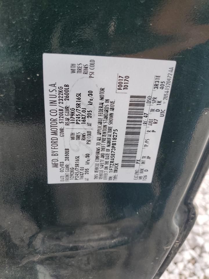 2003 Ford Ranger Super Cab VIN: 1FTZR45E73PB18275 Lot: 57854164