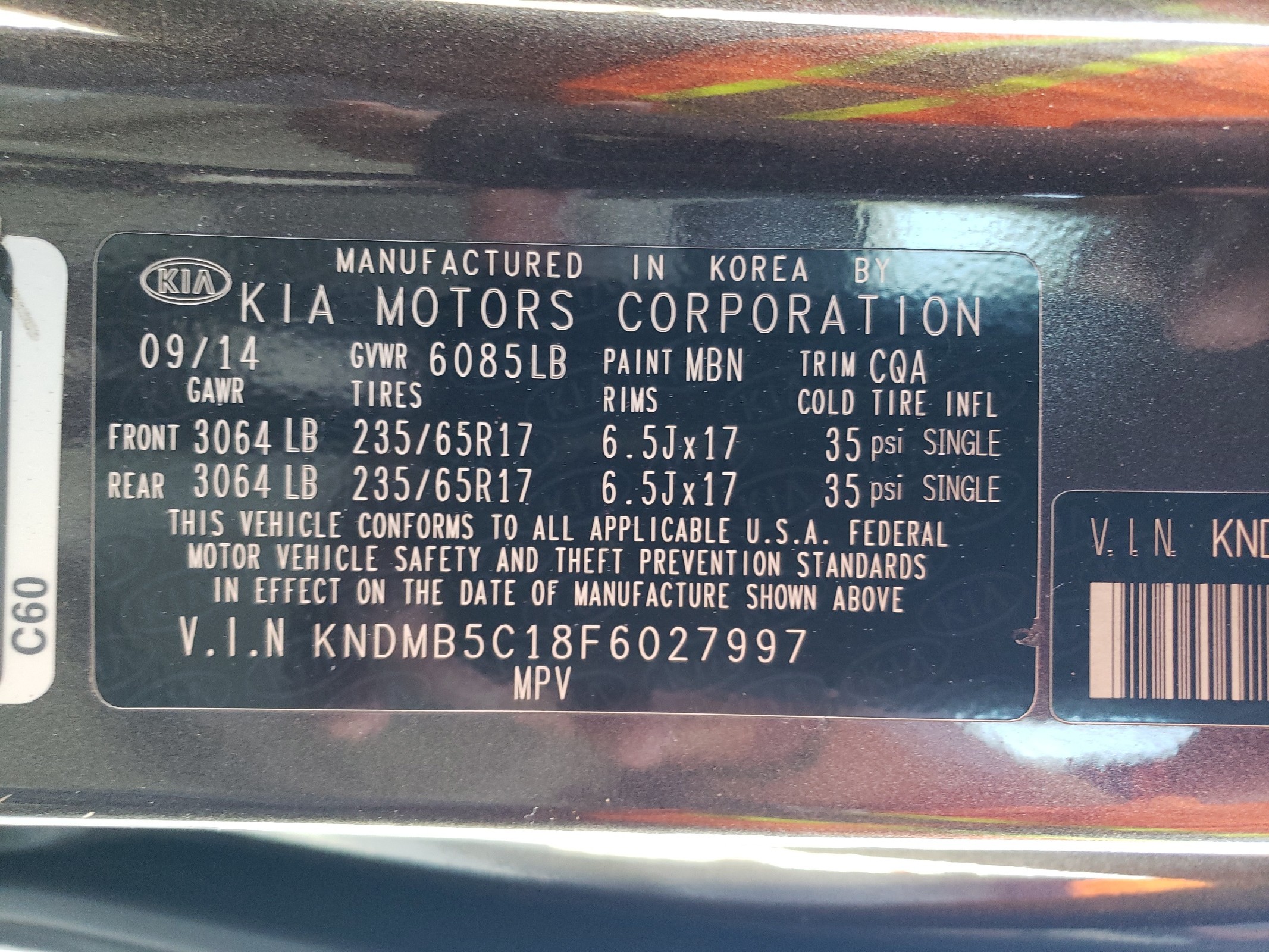 KNDMB5C18F6027997 2015 Kia Sedona Lx