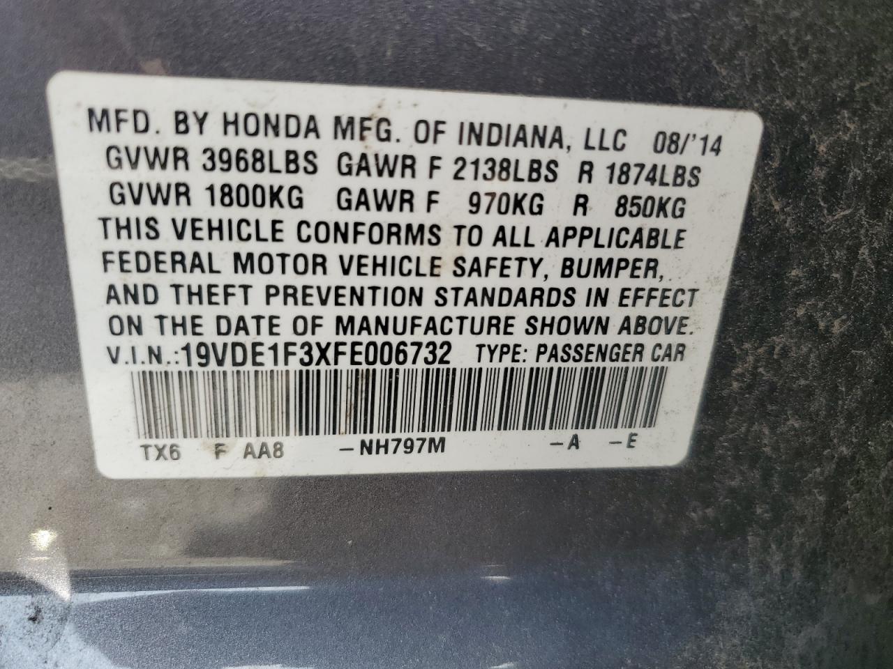 19VDE1F3XFE006732 2015 Acura Ilx 20