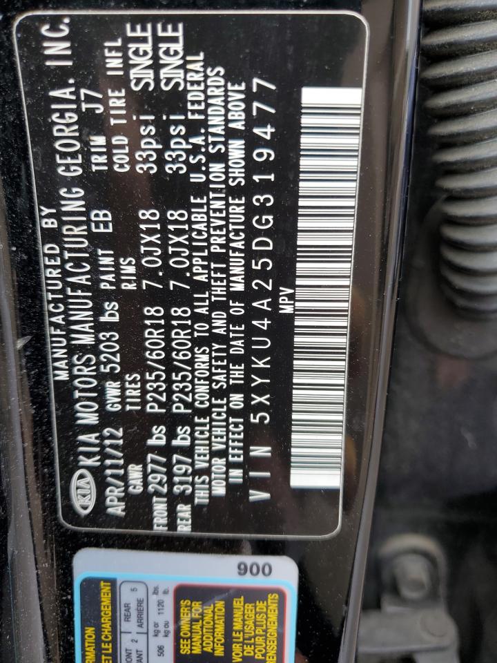 2013 Kia Sorento Ex VIN: 5XYKU4A25DG319477 Lot: 58312384