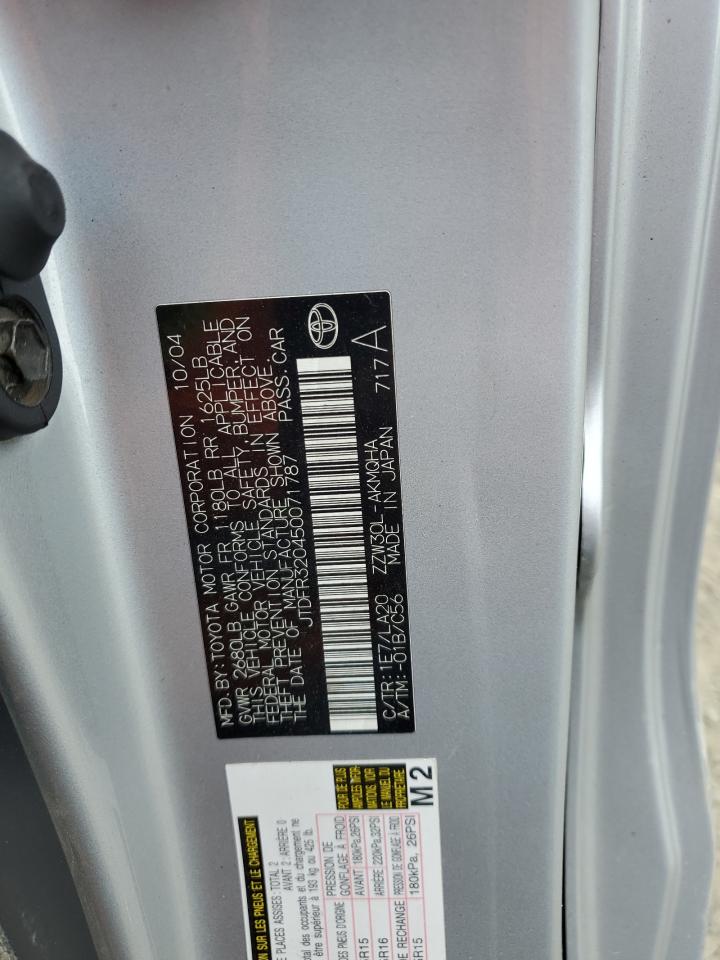 2005 Toyota Mr2 Spyder VIN: JTDFR320450071787 Lot: 59245594