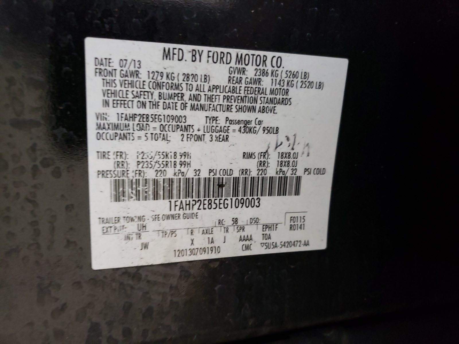 1FAHP2E85EG109003 2014 Ford Taurus Sel