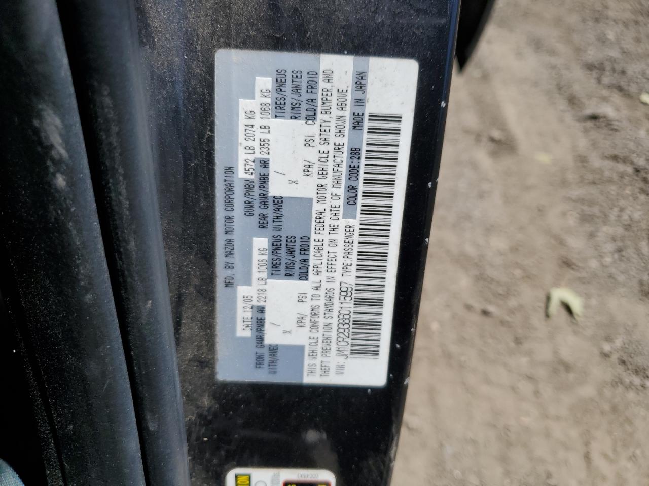 2006 Mazda 5 VIN: JM1CR293860115997 Lot: 60293594