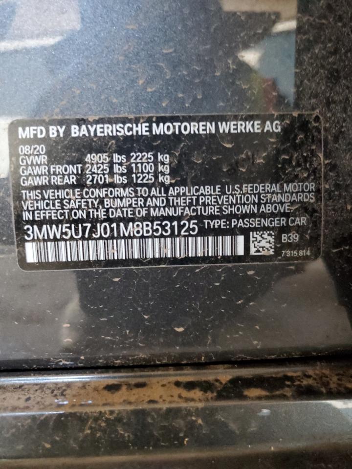 2021 BMW M340I VIN: 3MW5U7J01M8B53125 Lot: 59364634