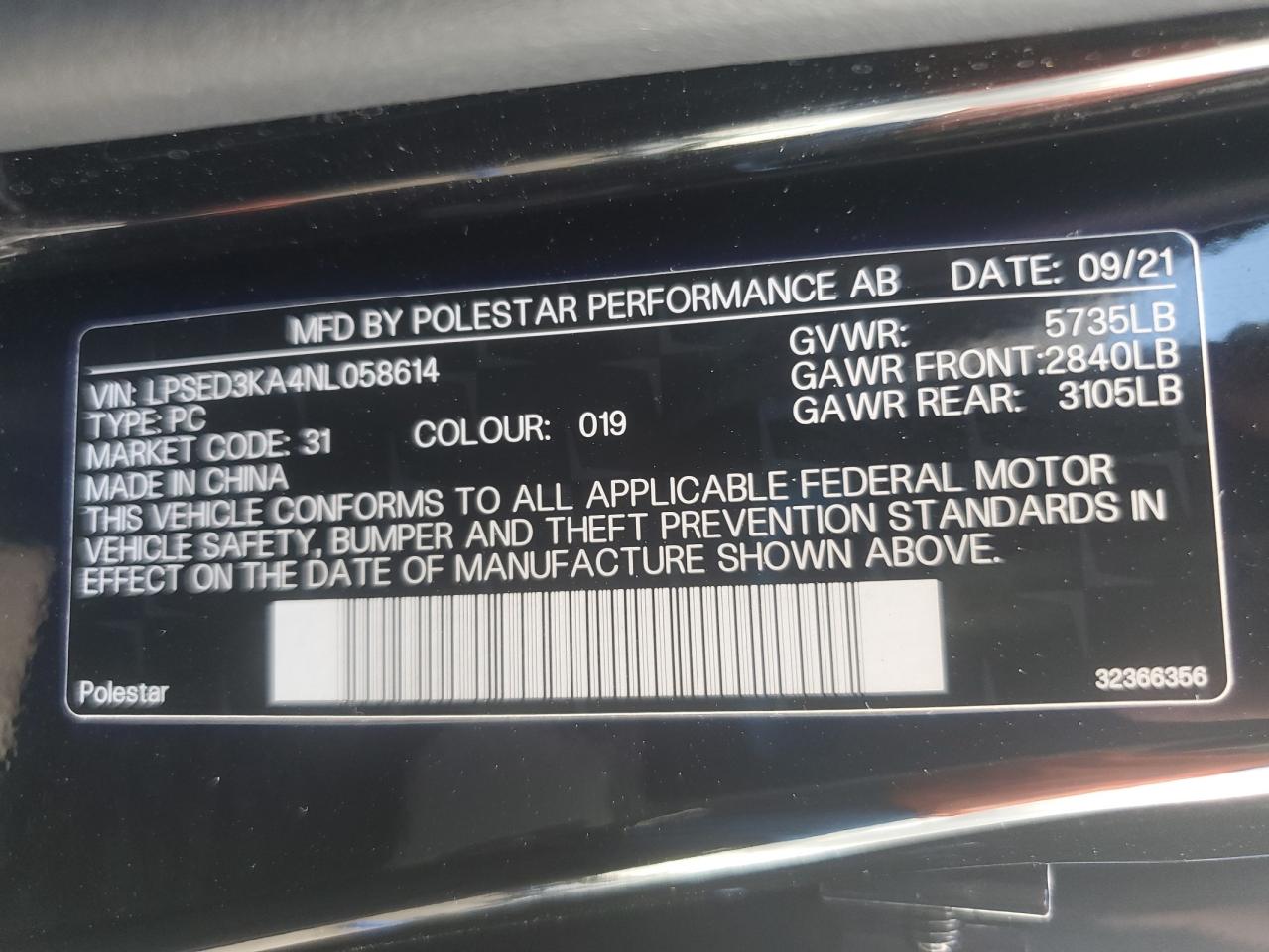 2022 Polestar 2 VIN: LPSED3KA4NL058614 Lot: 60605414