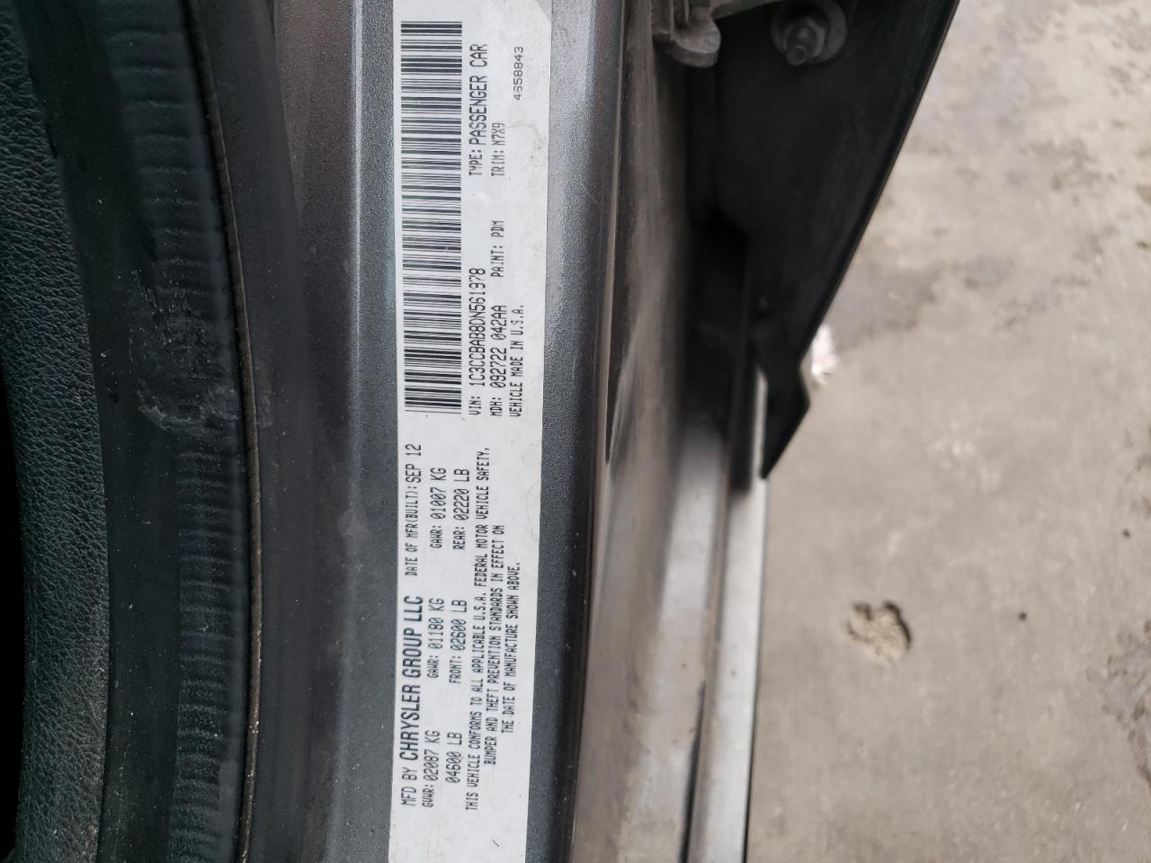 2013 Chrysler 200 Lx VIN: 1C3CCBAB8DN561978 Lot: 84535814