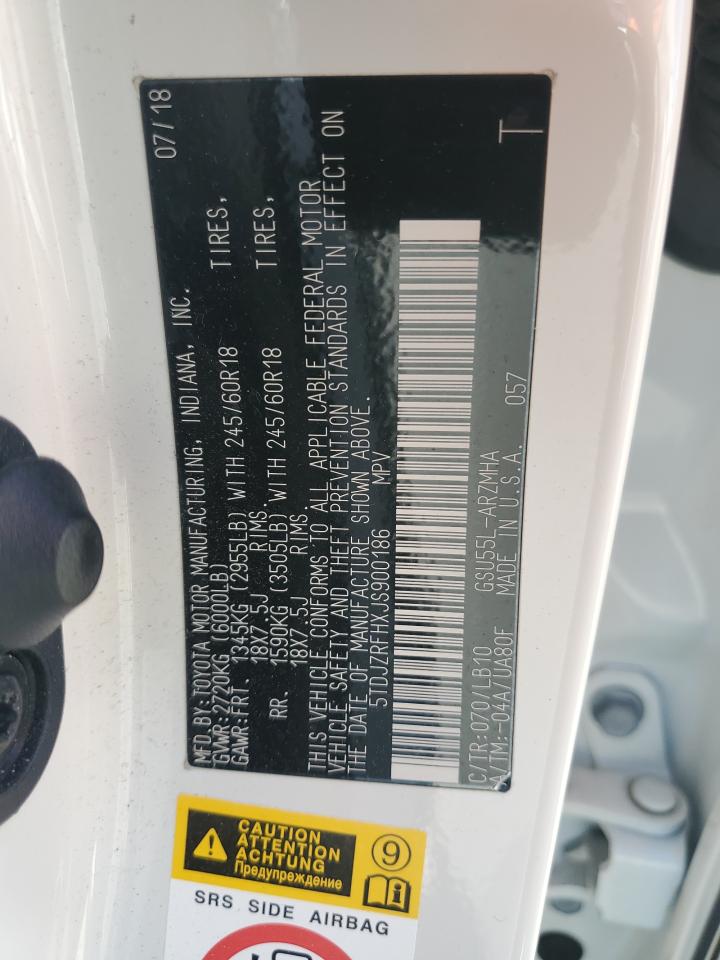 2018 Toyota Highlander Se VIN: 5TDJZRFHXJS900186 Lot: 59554804