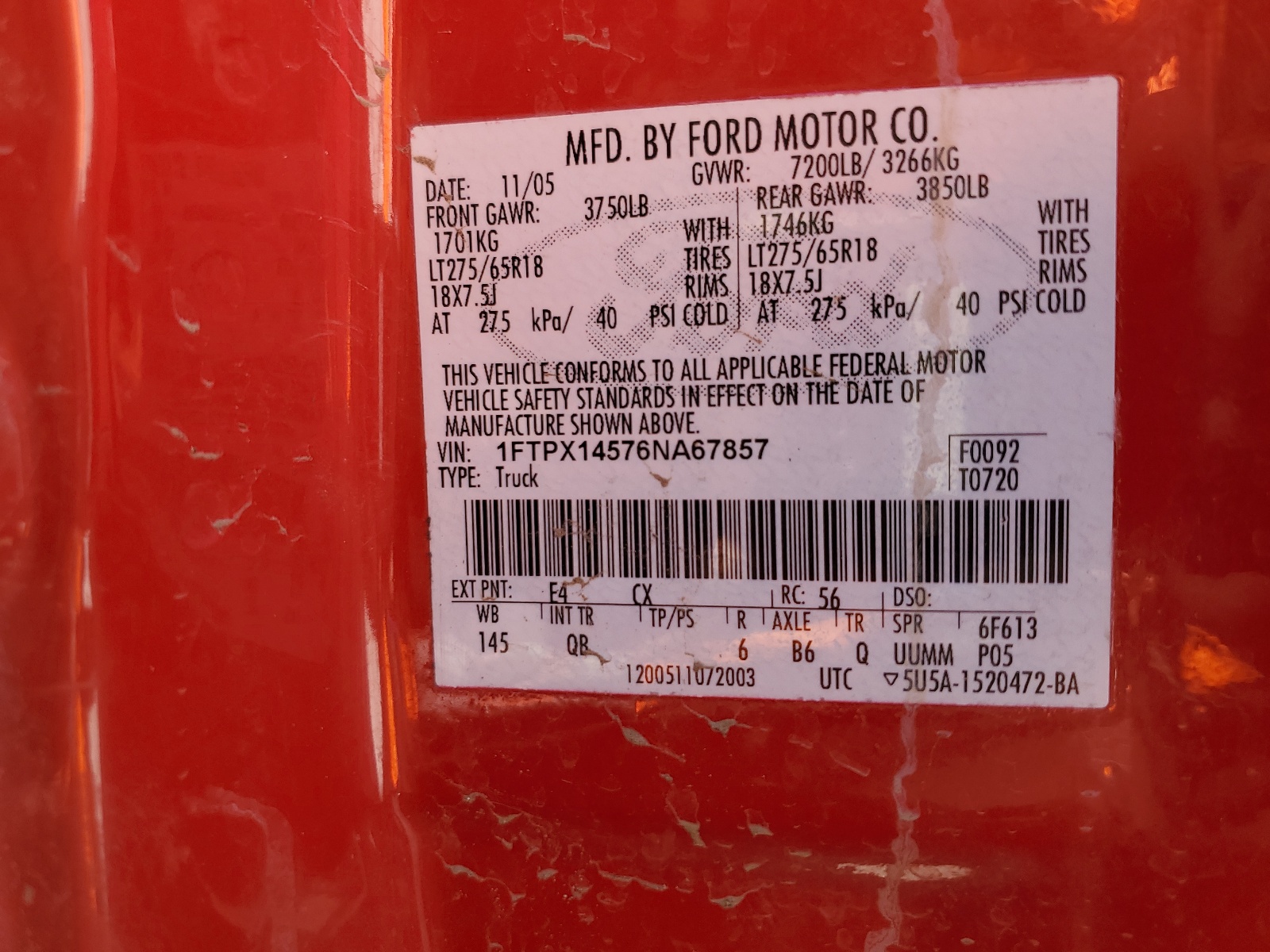 1FTPX14576NA67857 2006 Ford F150