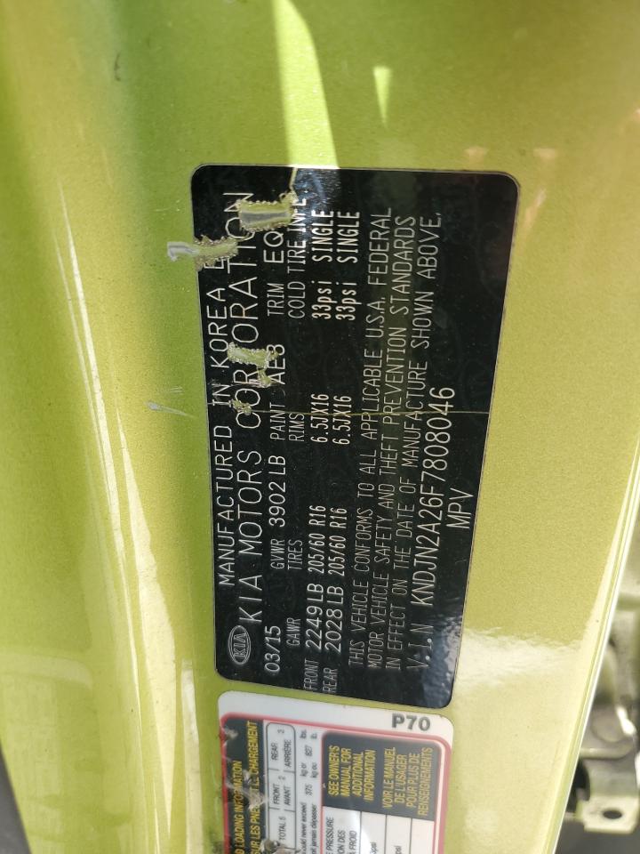 2015 Kia Soul VIN: KNDJN2A26F7808046 Lot: 58003724