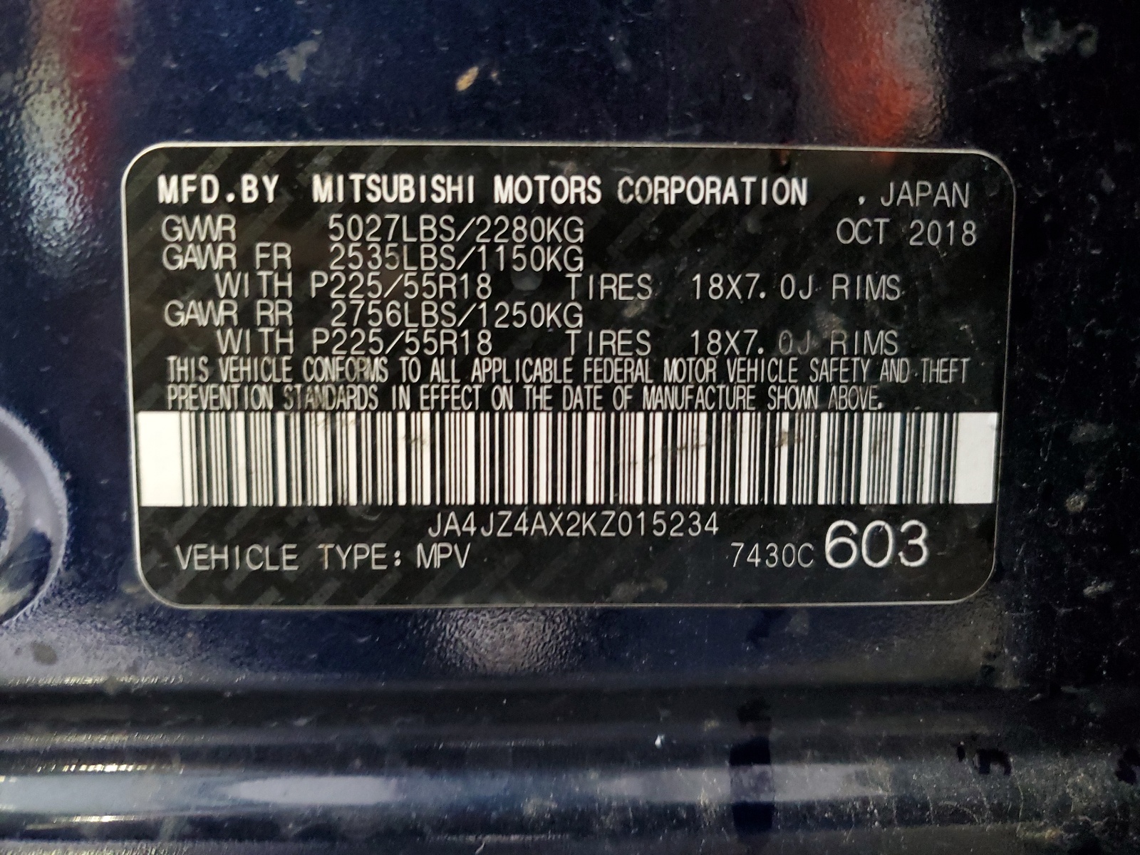 JA4JZ4AX2KZ015234 2019 Mitsubishi Outlander Gt