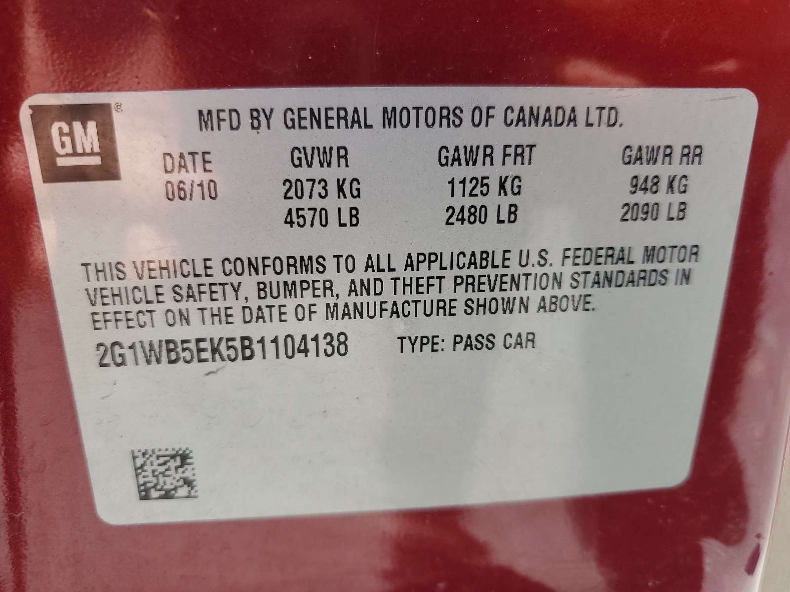 2G1WB5EK5B1104138 2011 Chevrolet Impala Lt