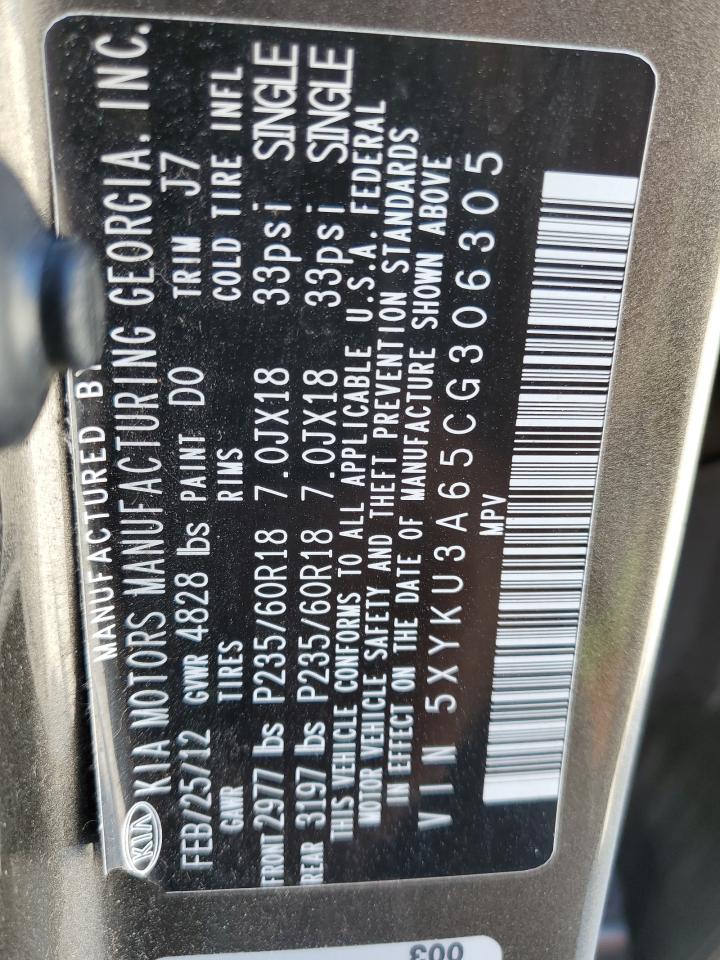 2012 Kia Sorento Ex VIN: 5XYKU3A65CG306305 Lot: 58934994