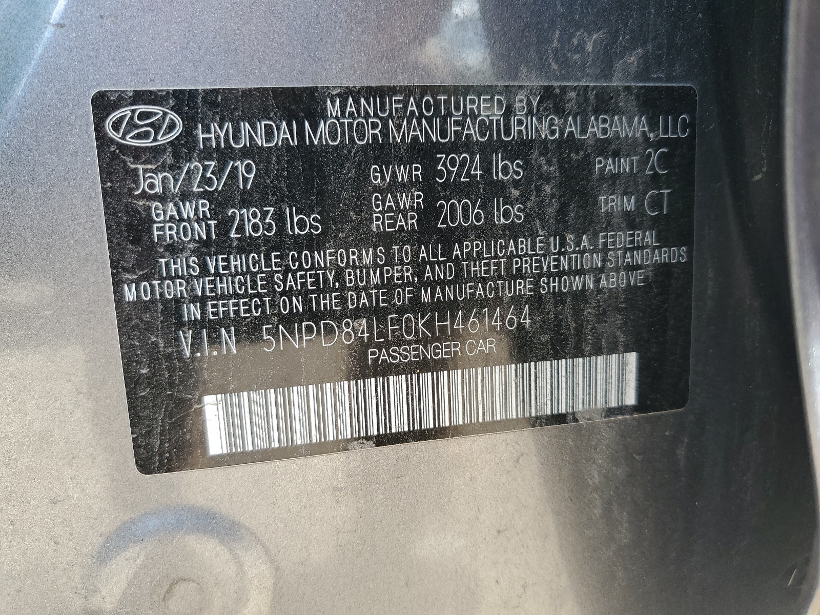 5NPD84LF0KH461464 2019 Hyundai Elantra Sel