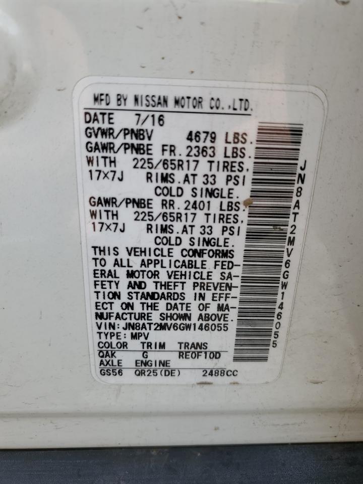 2016 Nissan Rogue S VIN: JN8AT2MV6GW146055 Lot: 60344154