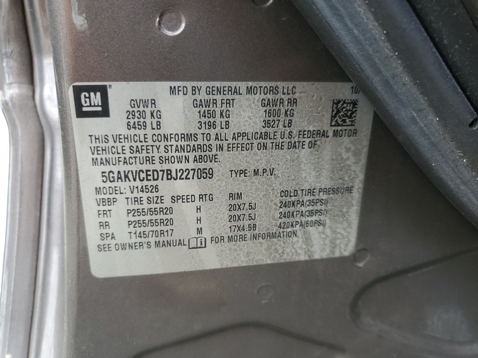 5GAKVCED7BJ227059 2011 Buick Enclave Cxl