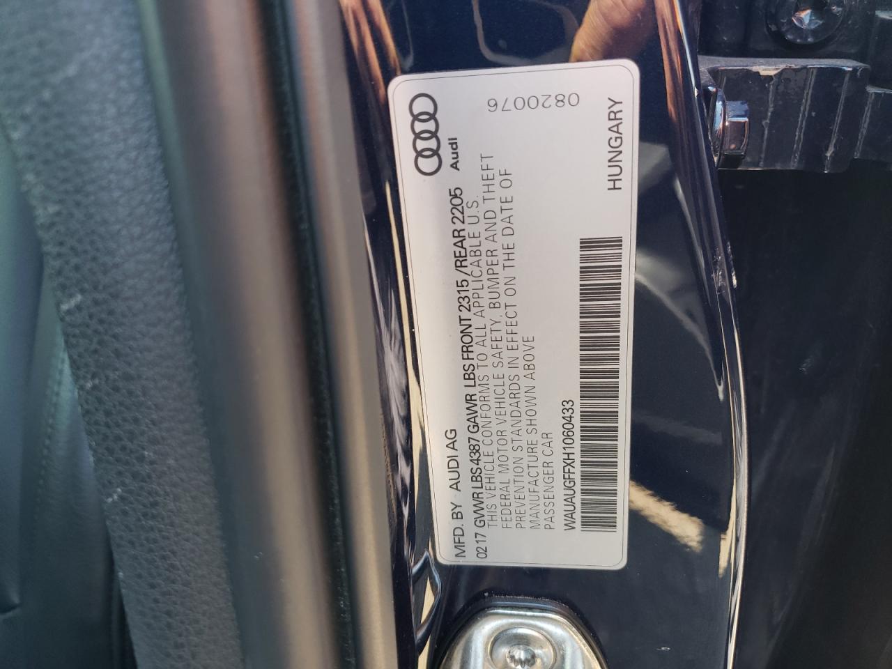 WAUAUGFFXH1060433 2017 Audi A3 Premium