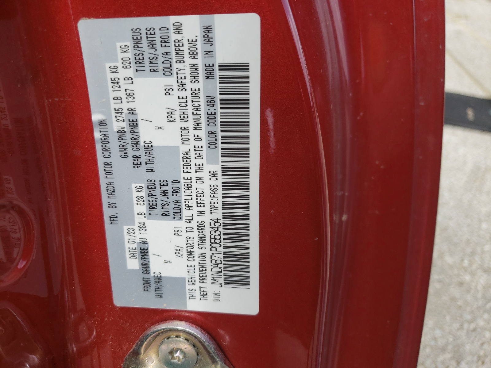 JM1NDAB71P0553454 2023 Mazda Mx-5 Miata Sport