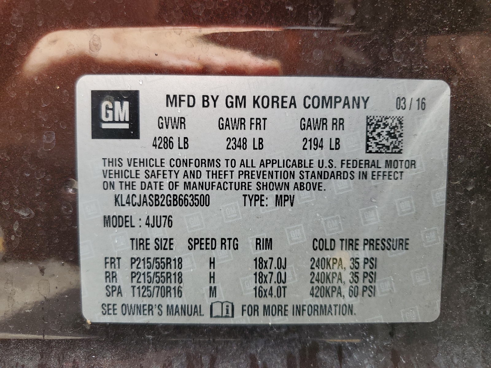 KL4CJASB2GB663500 2016 Buick Encore