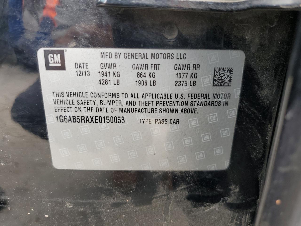 2014 Cadillac Ats Luxury VIN: 1G6AB5RAXE0150053 Lot: 59986354