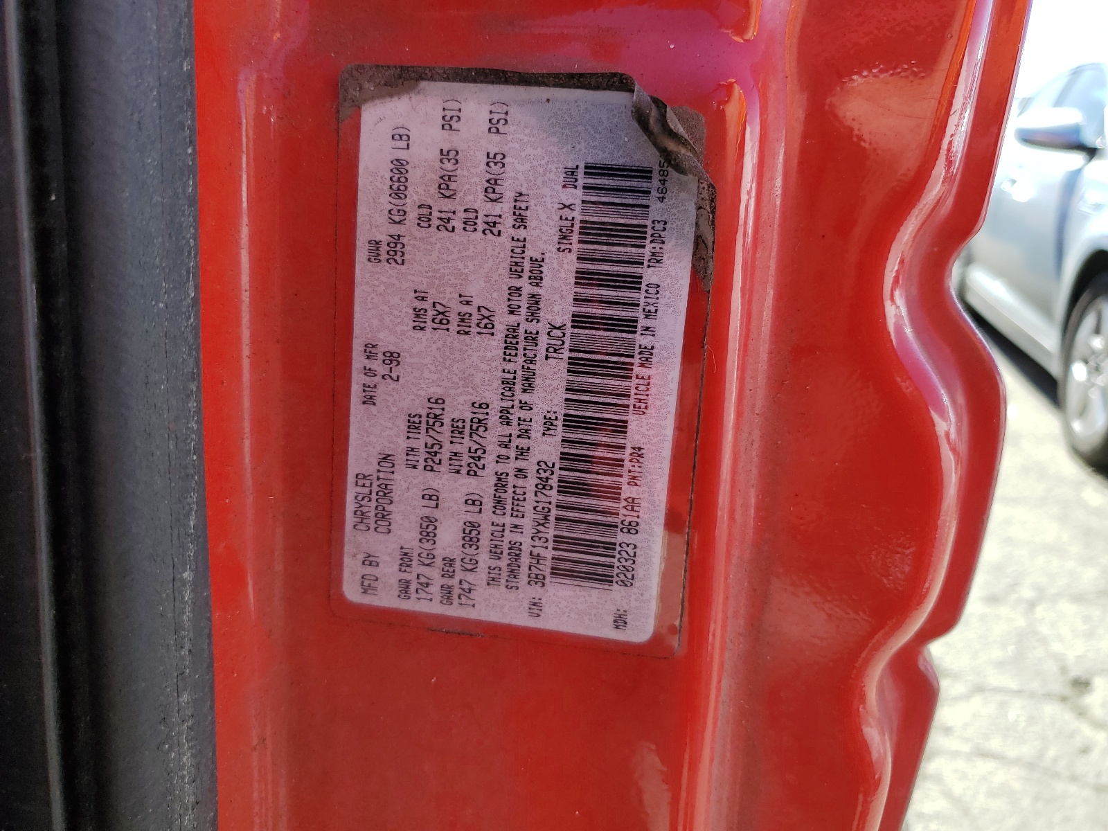 3B7HF13YXWG178432 1998 Dodge Ram 1500