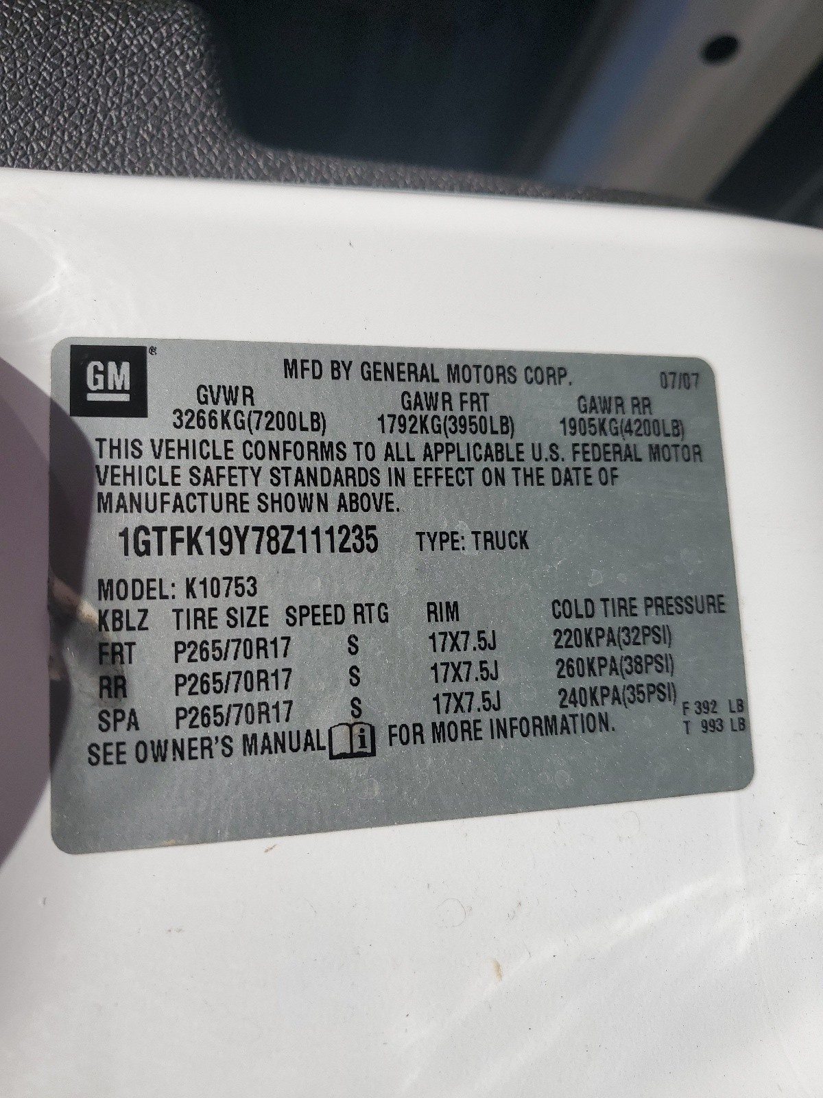 1GTFK19Y78Z111235 2008 GMC Sierra K1500