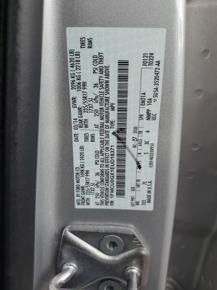 2014 Ford Escape Se VIN: 1FMCU0GX1EUD18371 Lot: 60973684