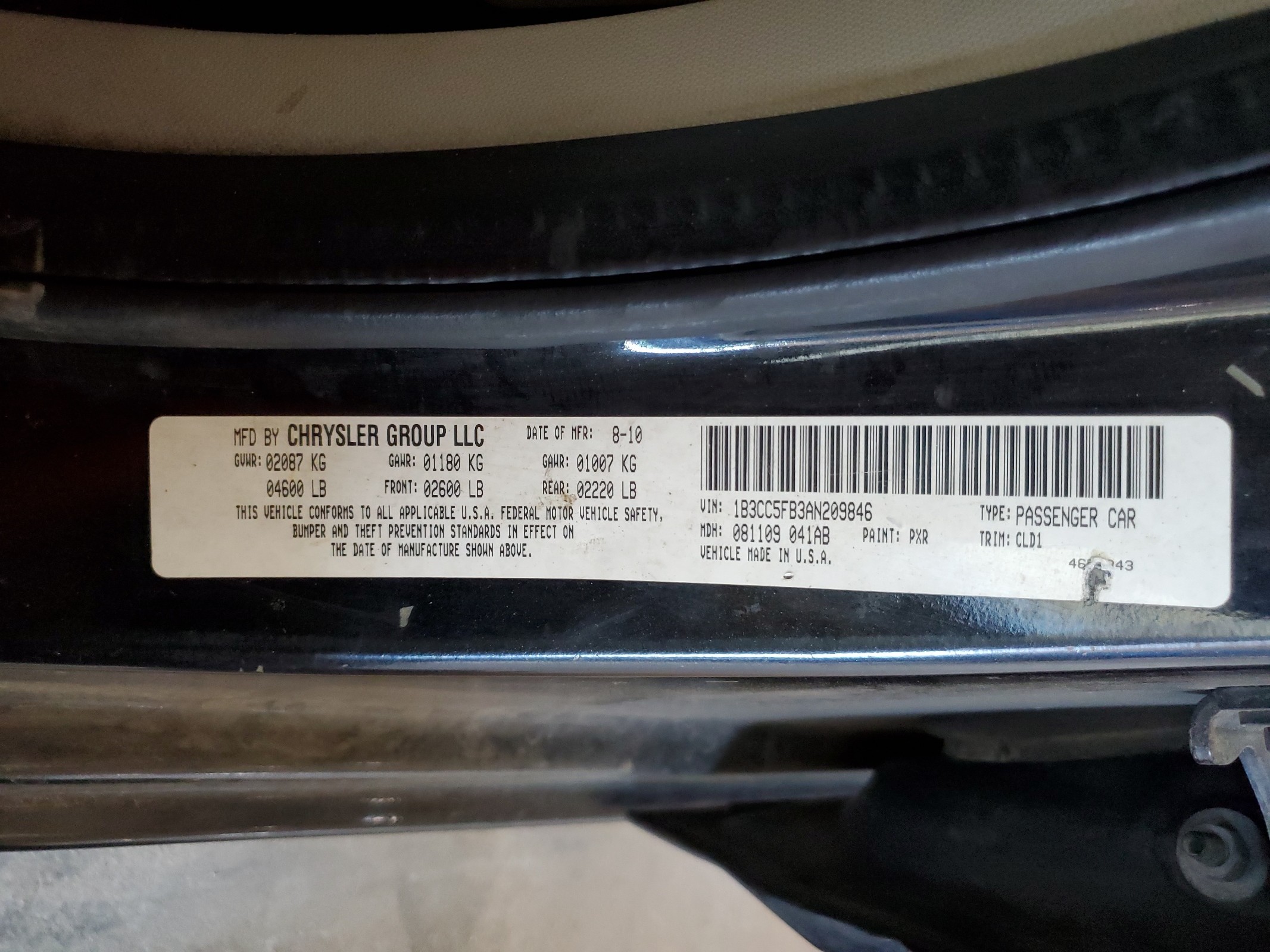 1B3CC5FB3AN209846 2010 Dodge Avenger R/T